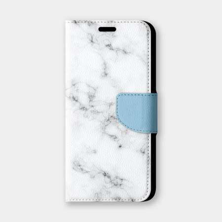 灰藍邊大理石手機翻蓋保護皮套