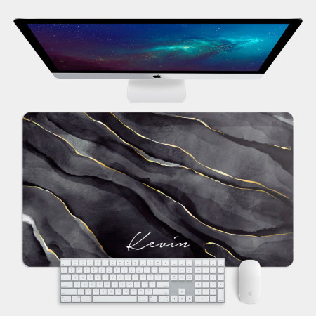 黑色仿金邊大理石 客製化文字 黑色仿金邊大理石 客製化文字