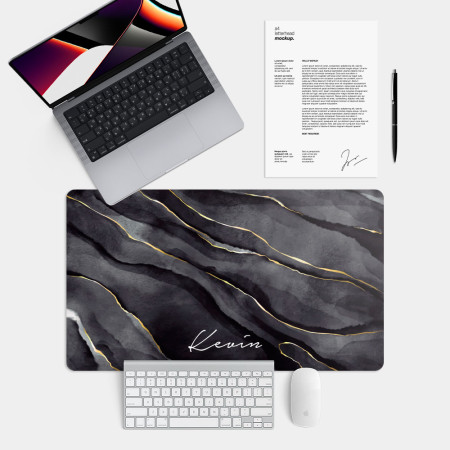 黑色仿金邊大理石 客製化文字 黑色仿金邊大理石 客製化文字